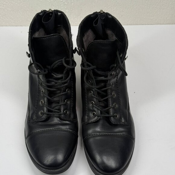 GH Bass & Co Patricia Combat Lace-Up Boots Black Faux Leather Size 9M - Picture 9 of 13